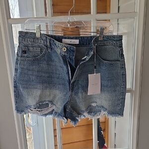 KanCan Distressed Medium Blue Denim Cutoff Shorts